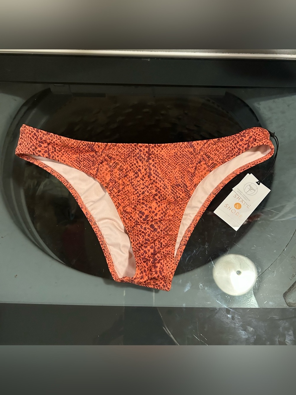 NWT shade and shore extra cheeky bikini bottoms orange snakeskin print XS